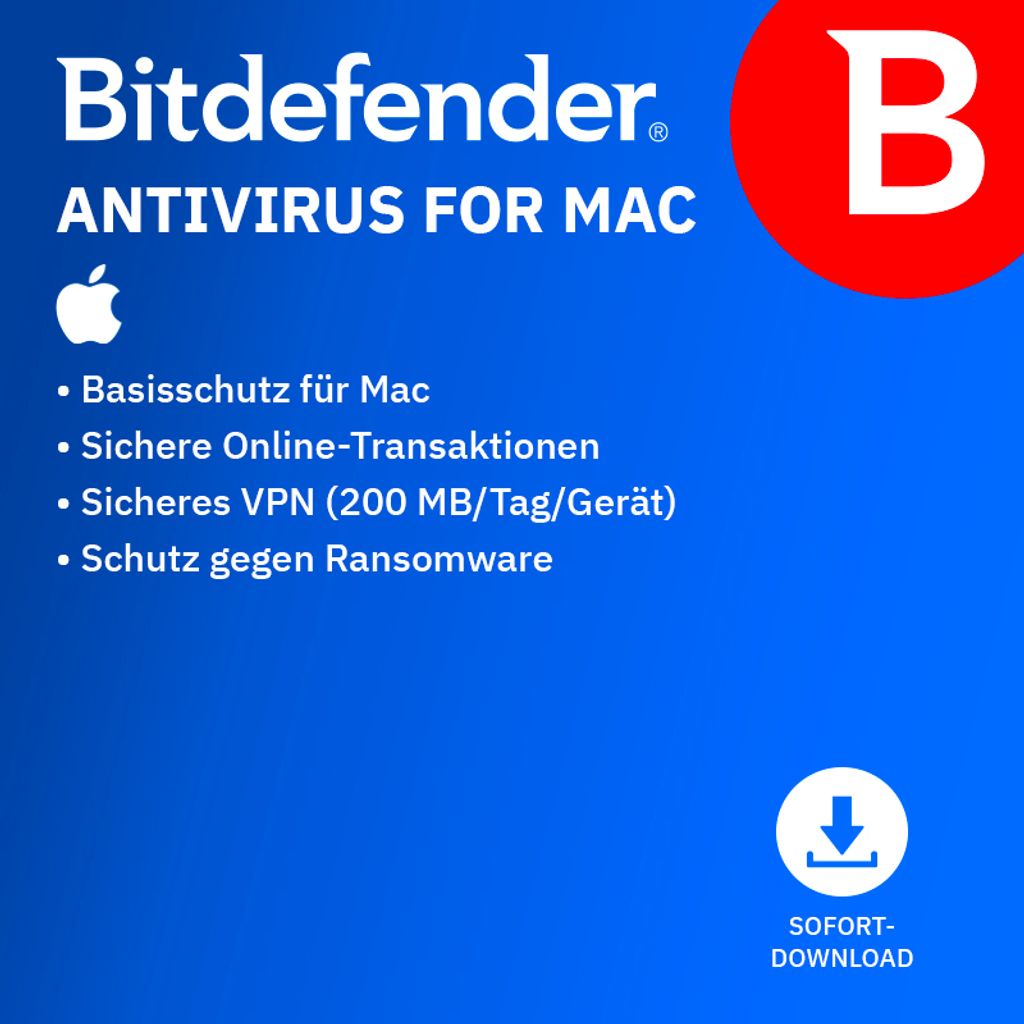 Bitdefender ANTIVIRUS FOR MAC / 3 Geräte / 2 Jahr / Lizenz per E-Mail
