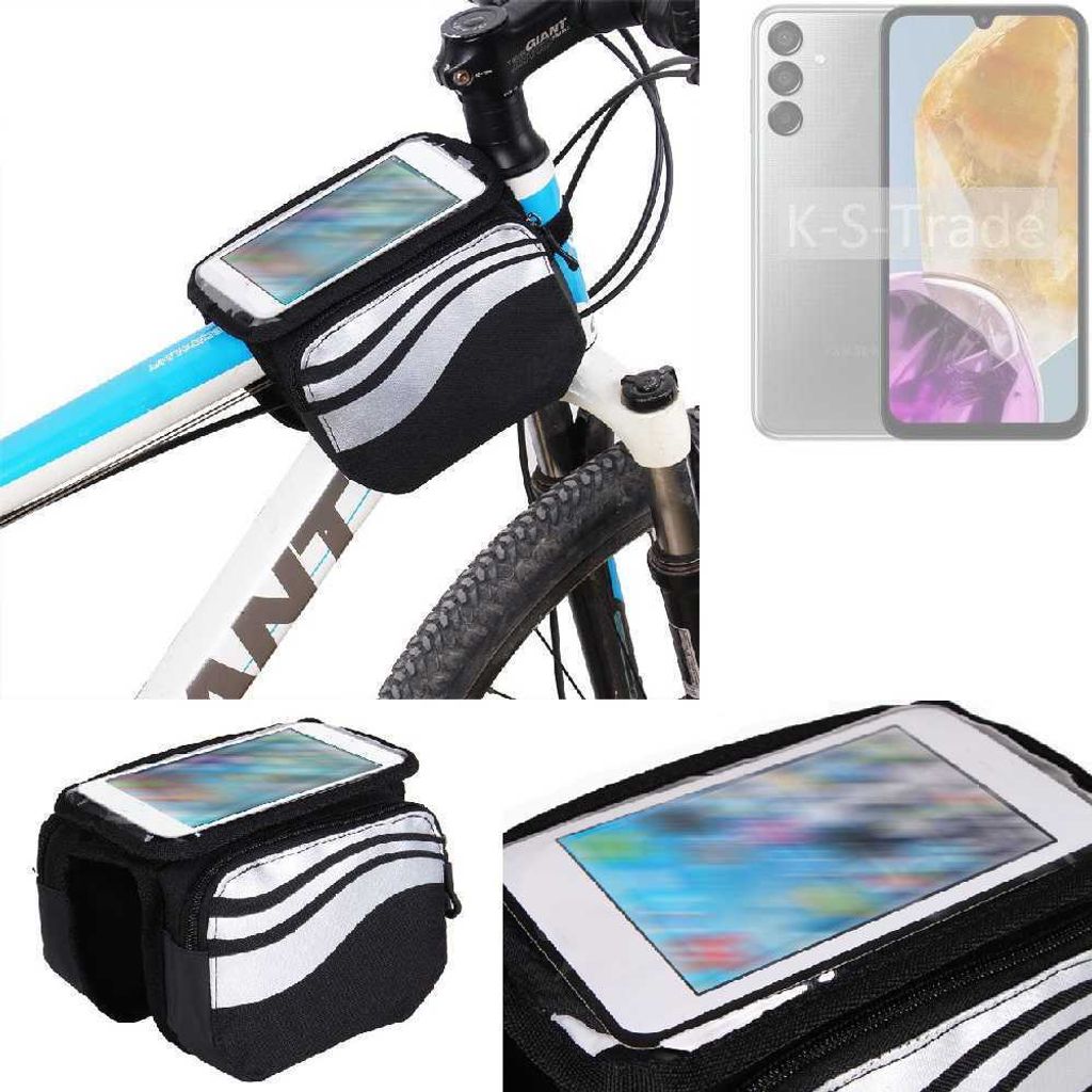 K-S-Trade Rahmentasche Fahrrad-Halterung kompatibel mit Samsung Galaxy M15 5G Rahmenhalterung Fahrrad Handyhalterung Fahrradtasche Handy Smartphone
