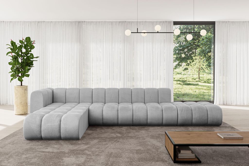 ALTDECOR Modulares Sofa Ecksofa in L-Form - Zuvon-L2 - 387x177x70 cm Grau - Corner modular Sofa Eckcouch Couch Wohnlandschaft Cauchsofa Bodensofa P...