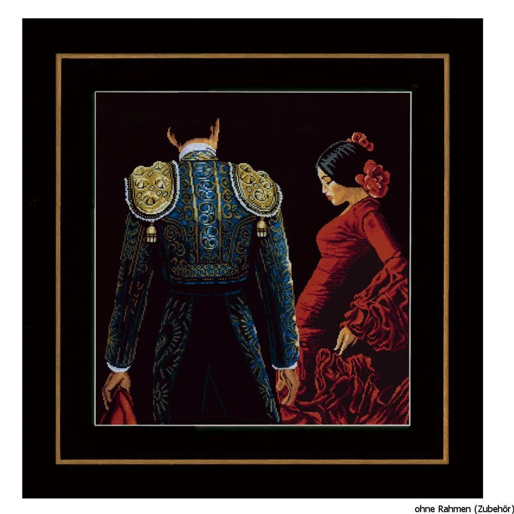 Kit Broderie Point de Croix Compté Couple Espagnol sur Toile Aida Blanche