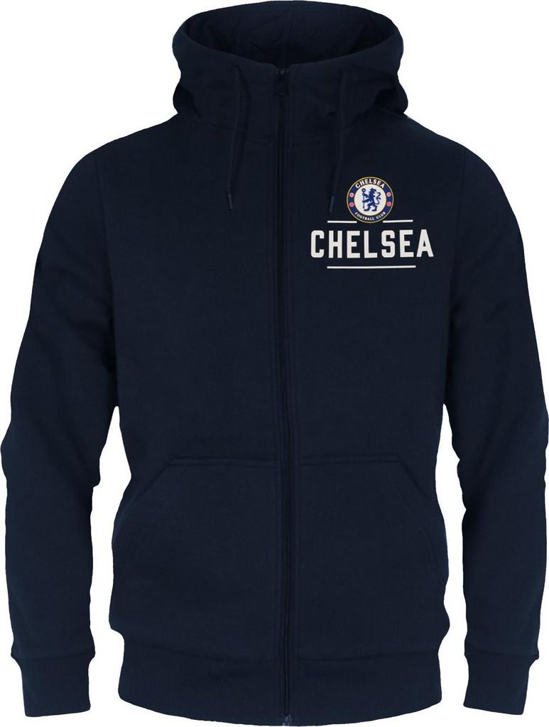 Chelsea FC - Hoodie mit durchgehendem Reißverschluss für Herren, Fleece GF198 (S) (Dunkles Marineblau)