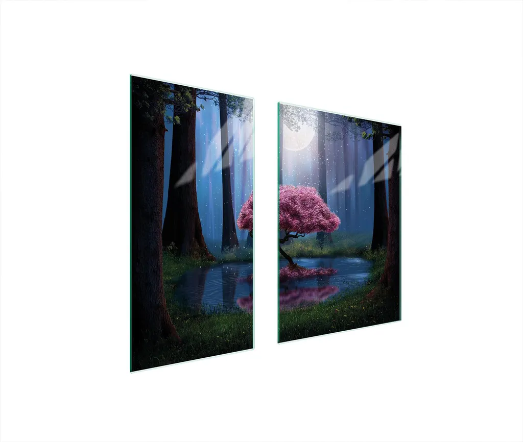 Piastre copri fornelli 2 pezzi 75x52 ceramica copri piano cottura tagliere vetro alberi foresta