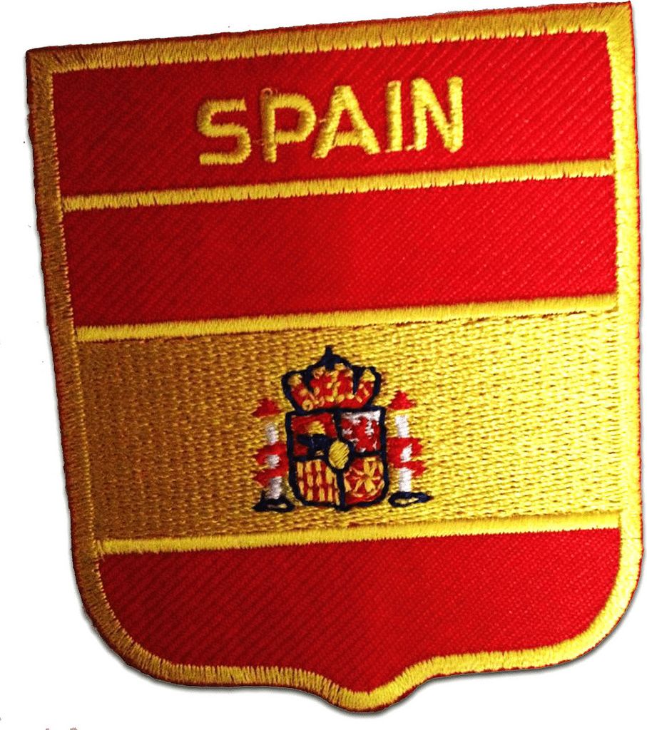 Spanien Flagge Fahne - Aufnäher, Bügelbild, Aufbügler, Applikationen, Patches, Flicken, Zum Aufbügeln, Größe: 6,2 x 7,5 cm