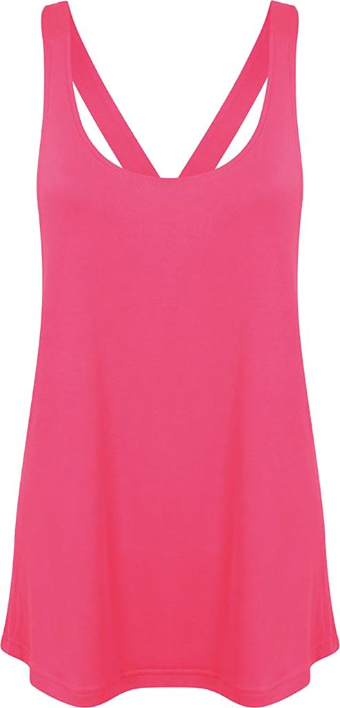 Skinni Fit Damen Fashion Workout Tank Top RW5491 (L) (Neon Pink)