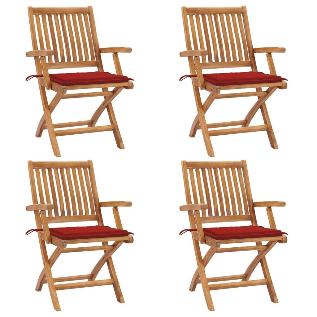 Klappbare Gartenstühle mit Kissen 4 Stk. Massivholz Teak