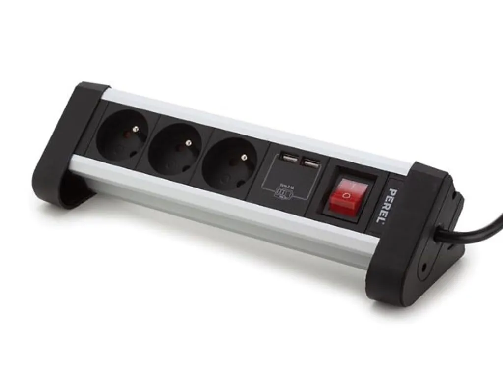 Bloc 3 Prises avec Terre et Double Port USB avec Interrupteur Déporté