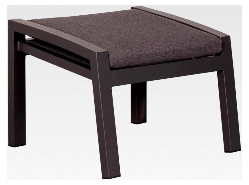Hocker Sevilla Aluminium | wetterfester Garten Sitzhocker Fußbank 60×47×43 cm | Alurahmen Textilene Anthrazit | Fußablage für den Außenbereich