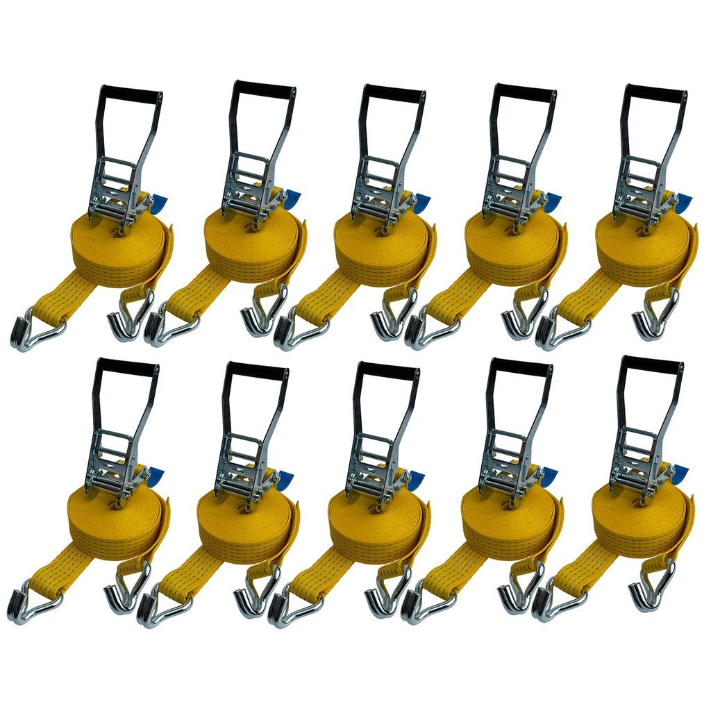 10 x LKW Ratschen Zurrgurt 2-teilig 5 x 800 cm Gelb Spitzhaken ZC52081