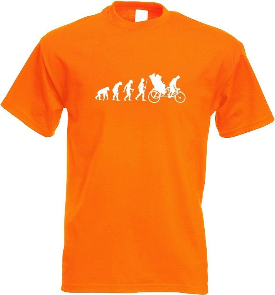 Kiwistar - T-Shirt - orange - Fahrradrikscha Evolution Motiv Bedruckt Funshirt Design Print - mit Motiv Bedruckt - Funshirt Design - Sport - Freize...