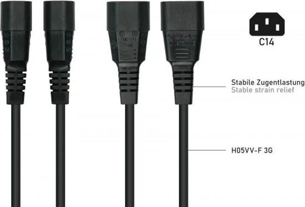 Adaptateur Secteur C14 vers Femelle Schuko 0.5m - Câble Courte Distance