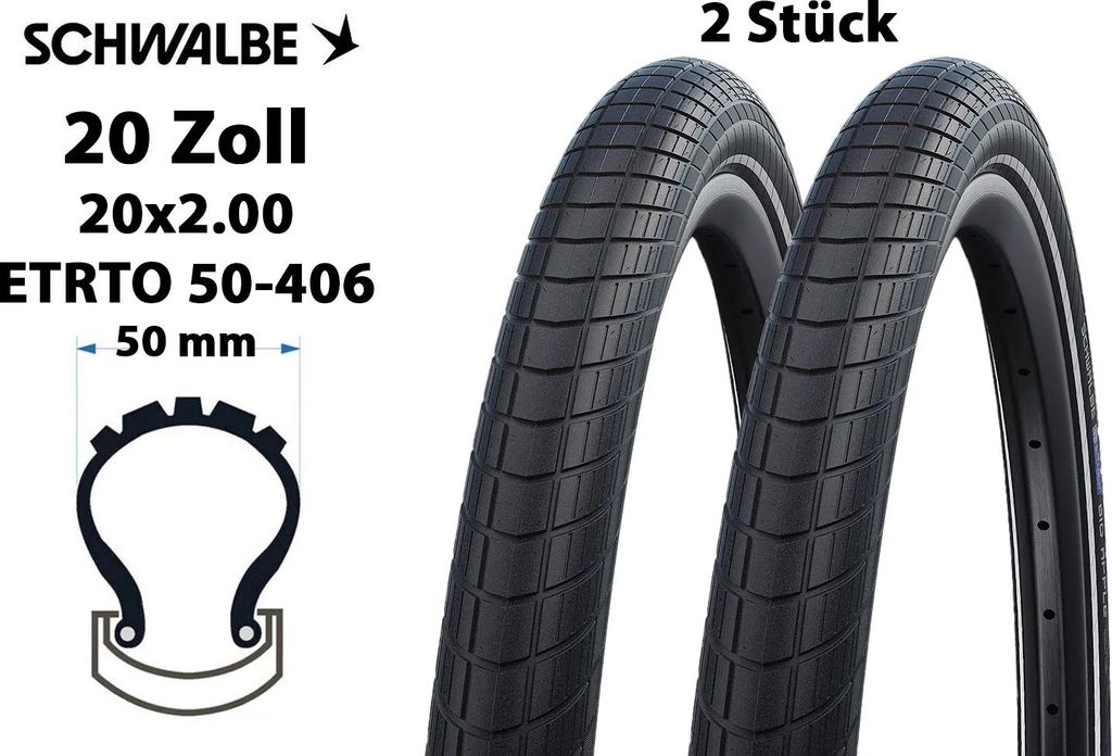 2 Stück 20 Zoll Big Apple 20x2.0 RaceGuard Reflex 50-406 Produktbild 