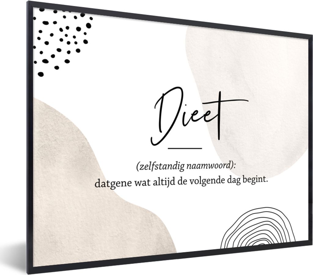 MuchoWow Gerahmtes Poster Sprichwörter - Zitate - Diät - Wörterbuch - Diät Definition 40x30 cm - Poster mit Schwarzem Bilderrahmen Wandposter...