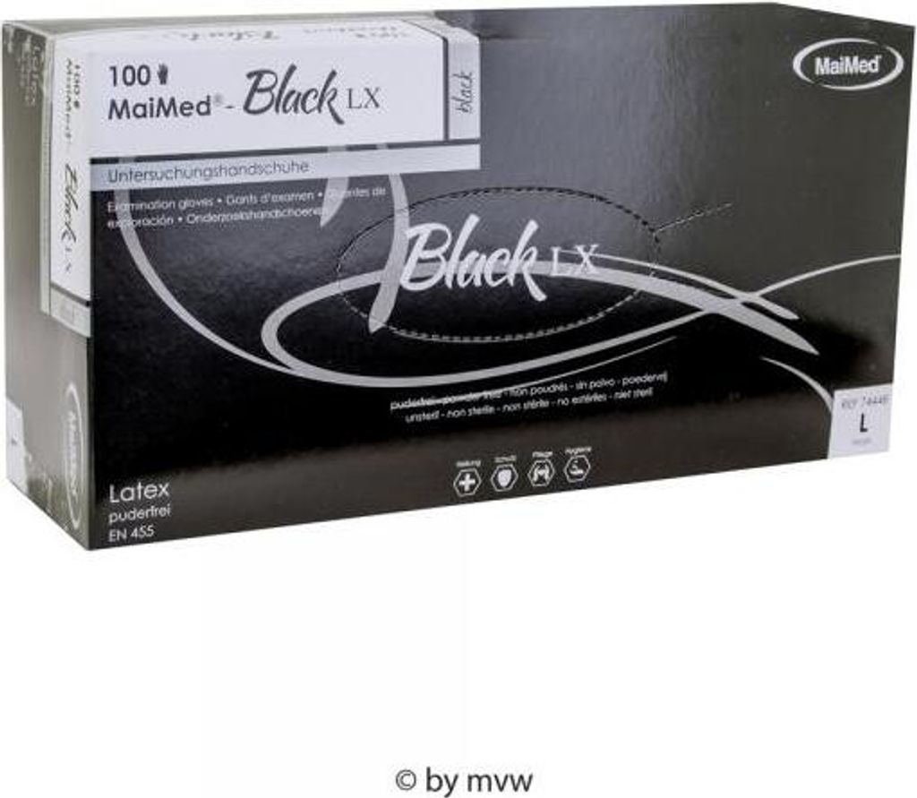 MaiMed Einmalhandschuhe Black Latex Größe L, 100 Stück, Produktbild 3