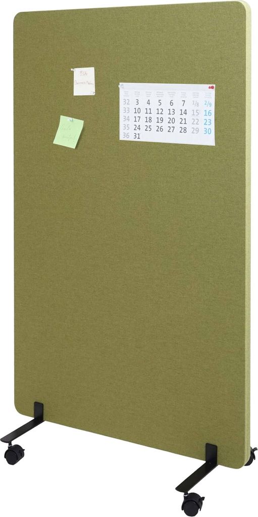Akustik-Trennwand MCW-G77, Büro-Sichtschutz Raumteiler Pinnwand, doppelwandig rollbar Stoff/Textil 127x80cm grün