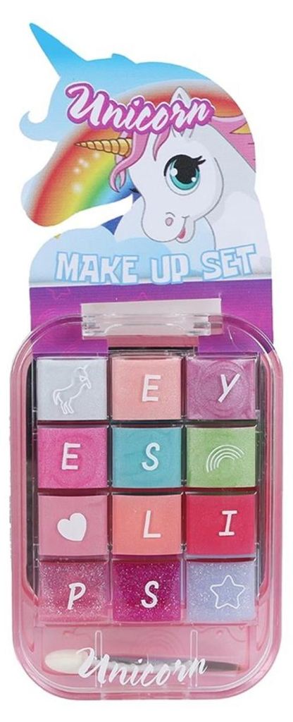 Einhorn Schminkset für Kinder, 8,5x6cm, mit 6 Lipgloss und 6 Lidschatten