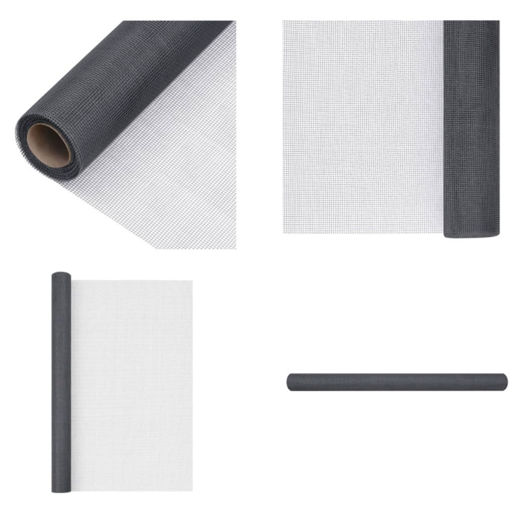 vidaXL Fliegengitter Fiberglas 112x2000 cm Grau - Fliegengitter - Fliegennetz - Insektenschutz - Mückenschutz