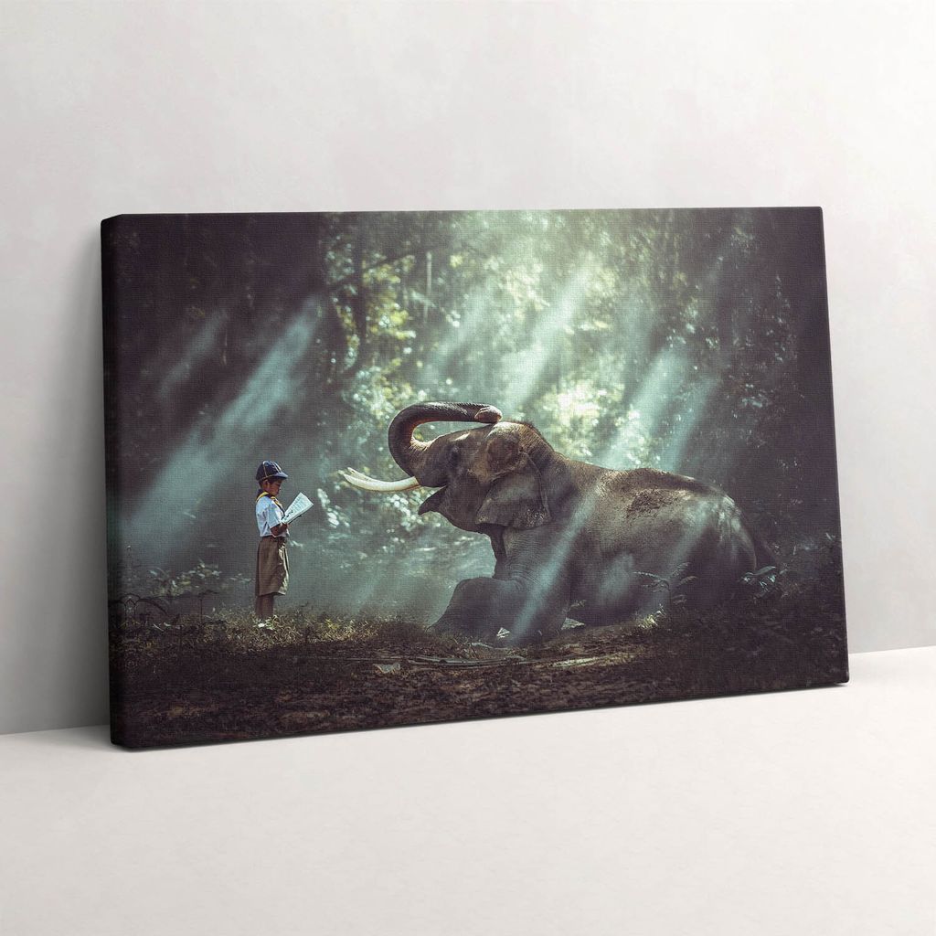 Ein Junge mit einem Buch – Leinwandbild Wandbild – 60x40 cm – Leinwandbilder – Wandbilder – Schlafzimmer – Flur