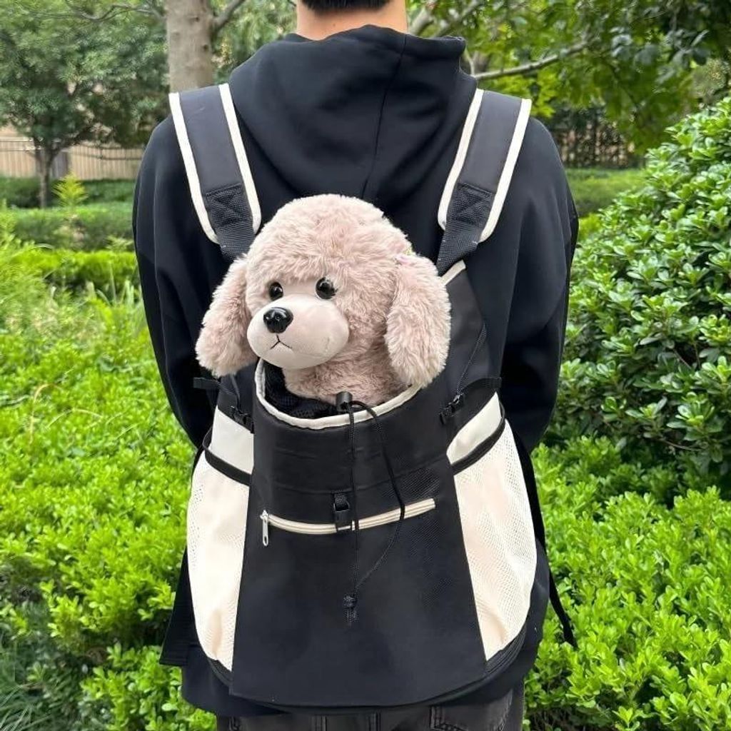 INF Faltbarer Haustierrucksack: Kleine Hunde und Katzen Träger, Brustrucksack Schwarz