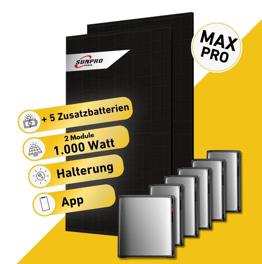 Balkonstrom Balkonkraftwerk 1000W mit Speicher | 5xZusatzspeicher | Balkonhalterung | 2xSolarmodul Bifazial | EcoFlow Stream Ultra X |Kabel 5m
