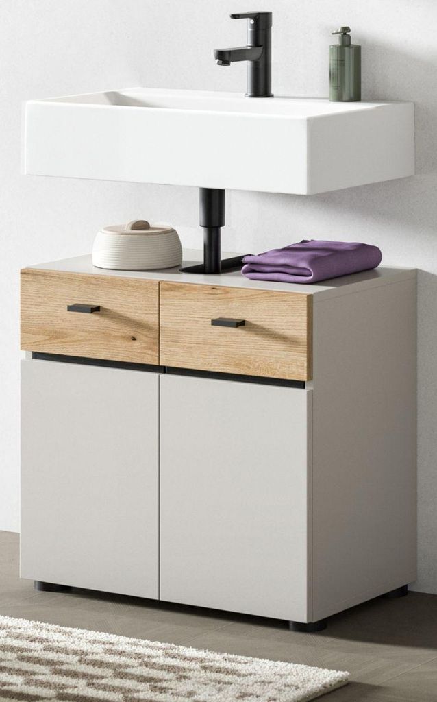 Waschbeckenunterschrank "Matteo" in Kaschmir und Evoke Eiche 60 cm