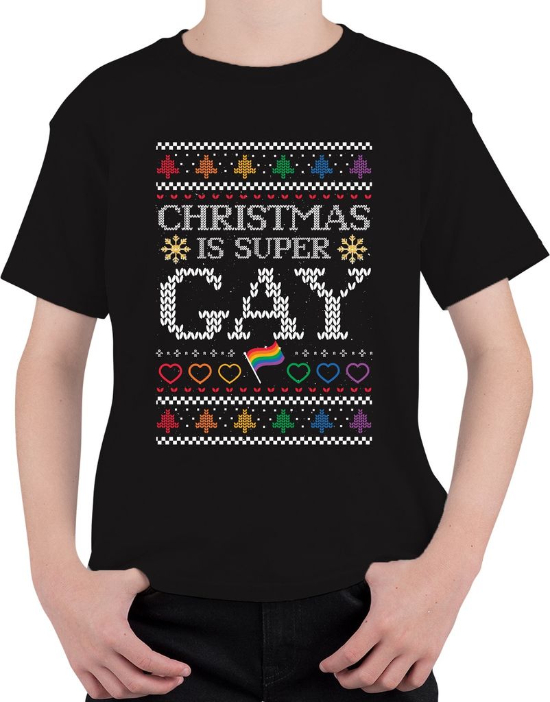 Christmas is super Gay LGBTQ - Weihnachten Weihnachtsgeschenk Christmas Uni Kinder T-Shirt, Schwarz, 104