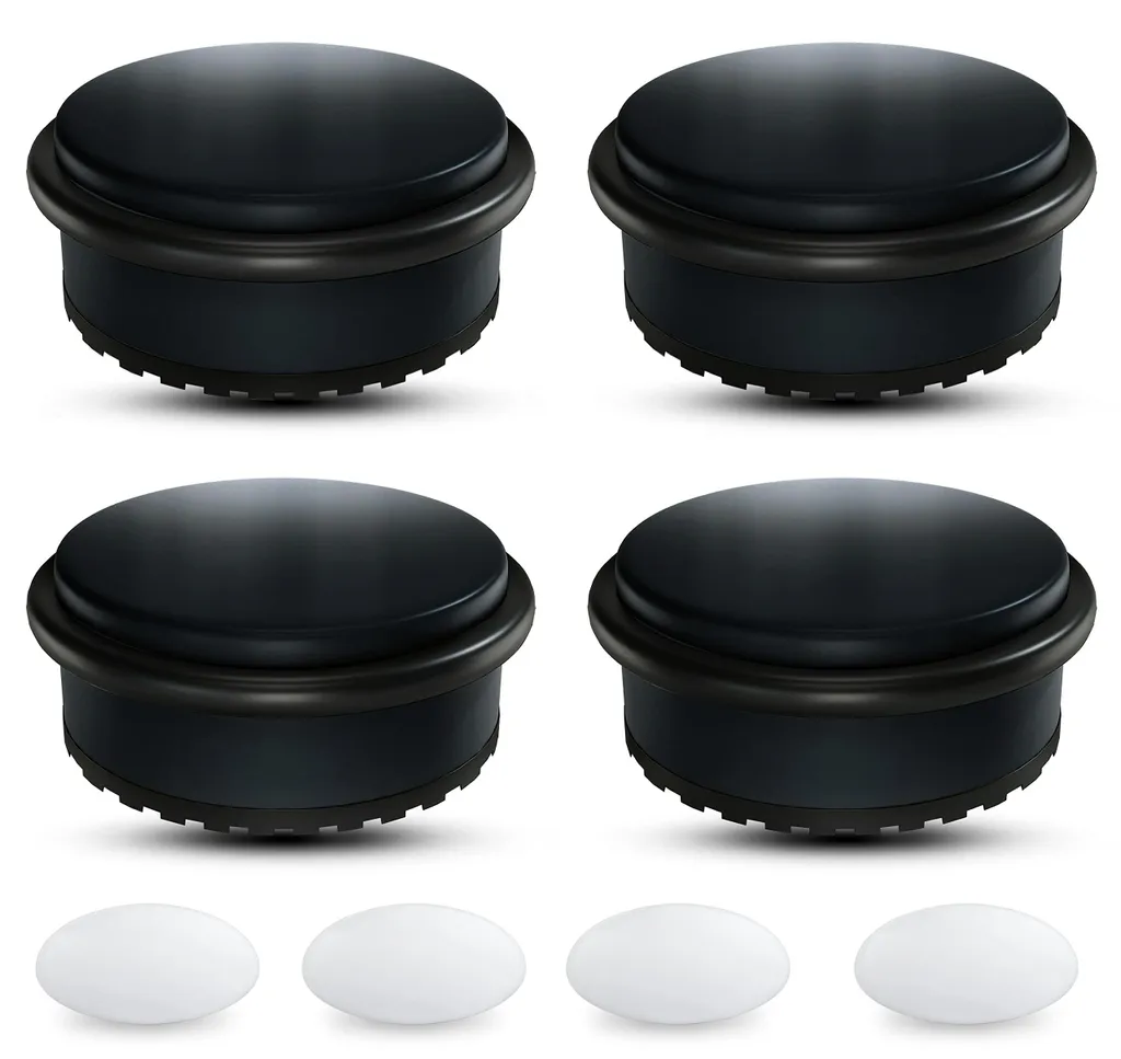 Butoir de porte 1,1kg acier inox noir avec tampon amortisseur en gomme