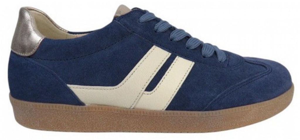 Gabor Velour denim panna puder sportlicher Schnürer Blau in Gr. 42