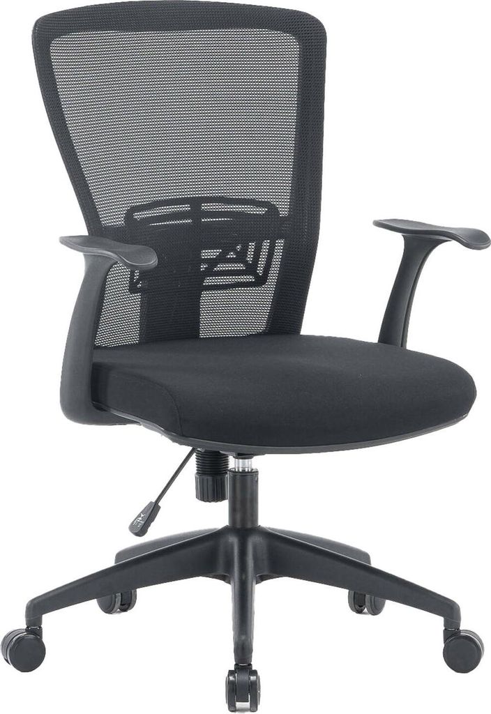Bürostuhl Dcas, Mesh-Arbeitsstuhl mit Armlehnen, Ergonomischer Bürositz, 60x64h98/108 cm, Schwarz