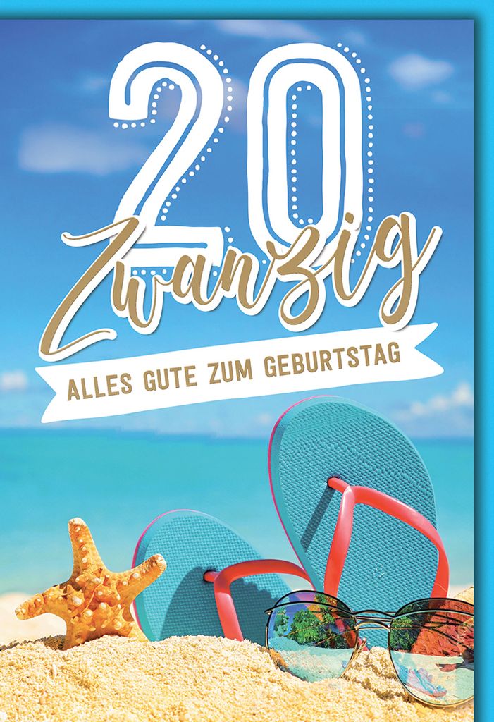 20. Geburtstag Strand alles Gute Glückwunschkarte mit Umschlag