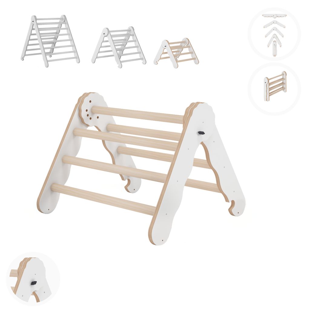 Klettergerüst indoor, Kletterdreieck aus holz, Baby kinder klettern, Kletterturm, Kletterbogen, Regenbogenwippe, Montessori spielzeug ab 1 jahr 2/3