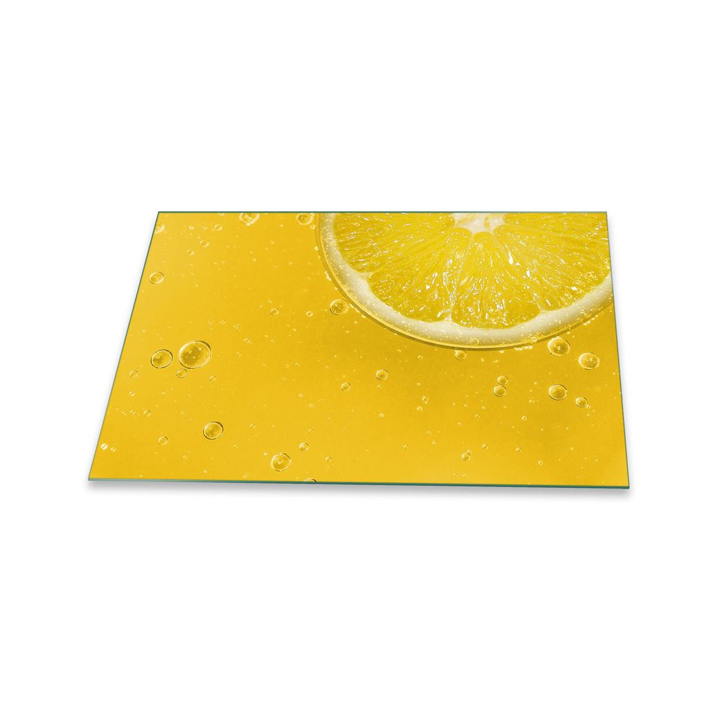 Herdabdeckplatte Glaskeramik 1 Teilig 80x52 Zitrone Gelb Abdeckung Glas Spritzschutz