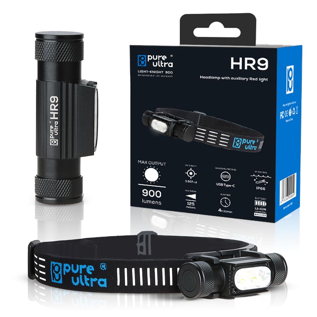 HR9 Lampada frontale a LED 900 lumen | luce rossa | 18650 Immagine del prodotto 