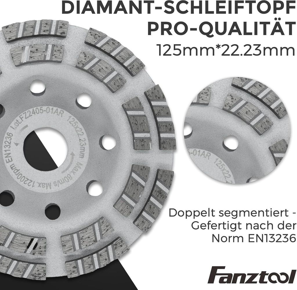 Absaughaube für Winkelschleifer + 125 mm Diamantschleiftopf Produktbild 