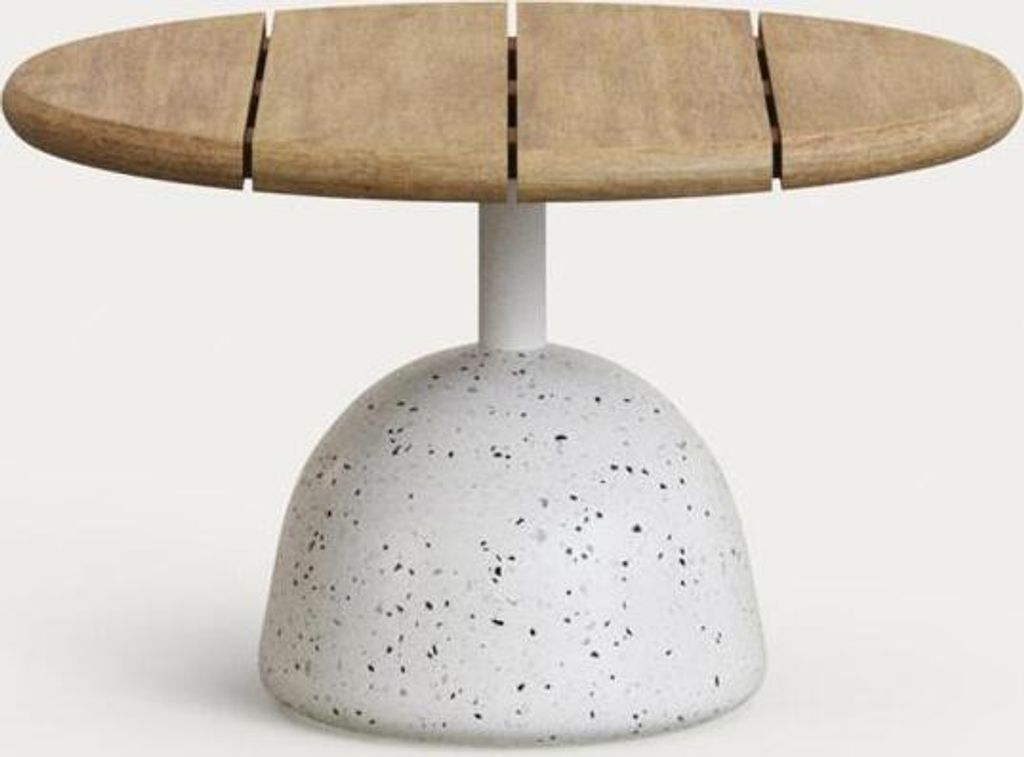 Couchtisch Saura 55 x 55 x 35 cm Terrazzo Akazie Weiß Natur