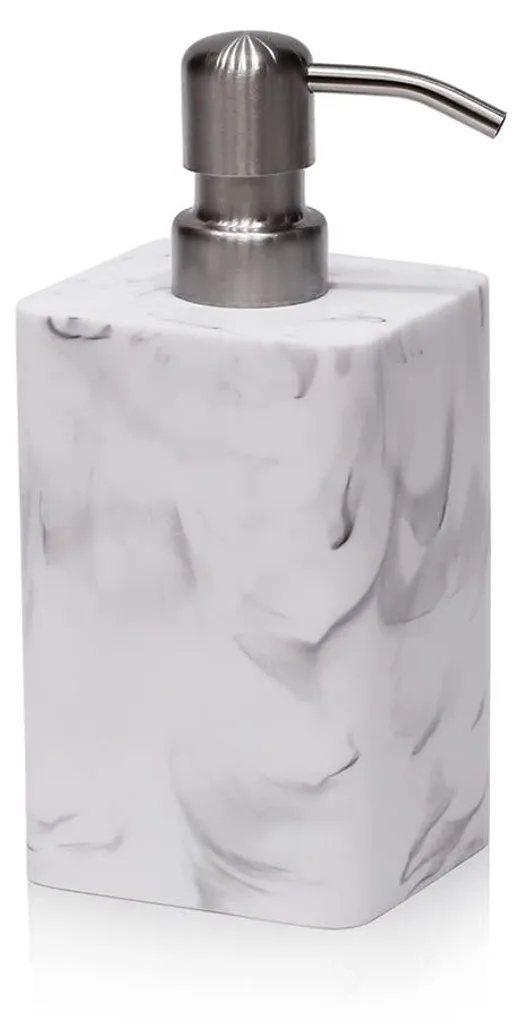 Flacon pompe savon liquide rechargeable blanc marbré 480ml pour cuisine