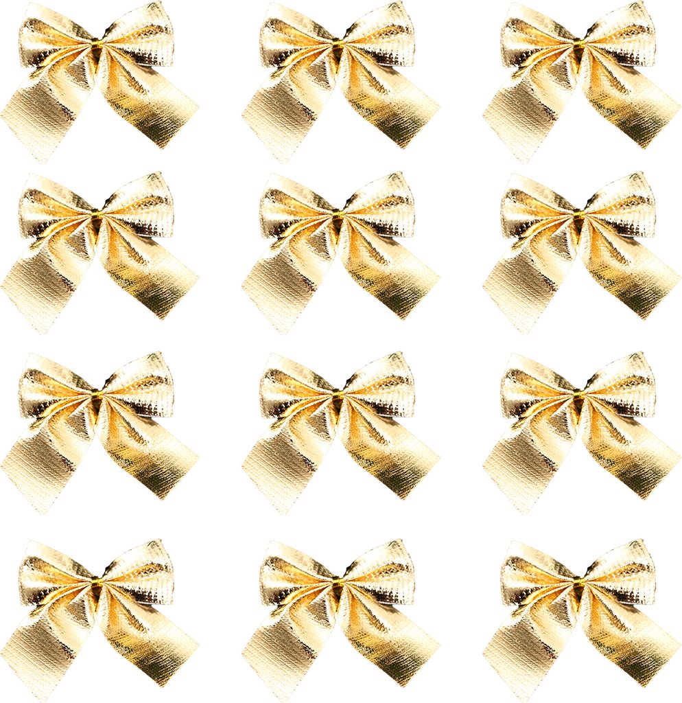 12pcs/Pack Weihnachtsbögen Ornamente Golden Silver Rot Bogen Weihnachtsbaumdekoration für Heimfestival-Golden