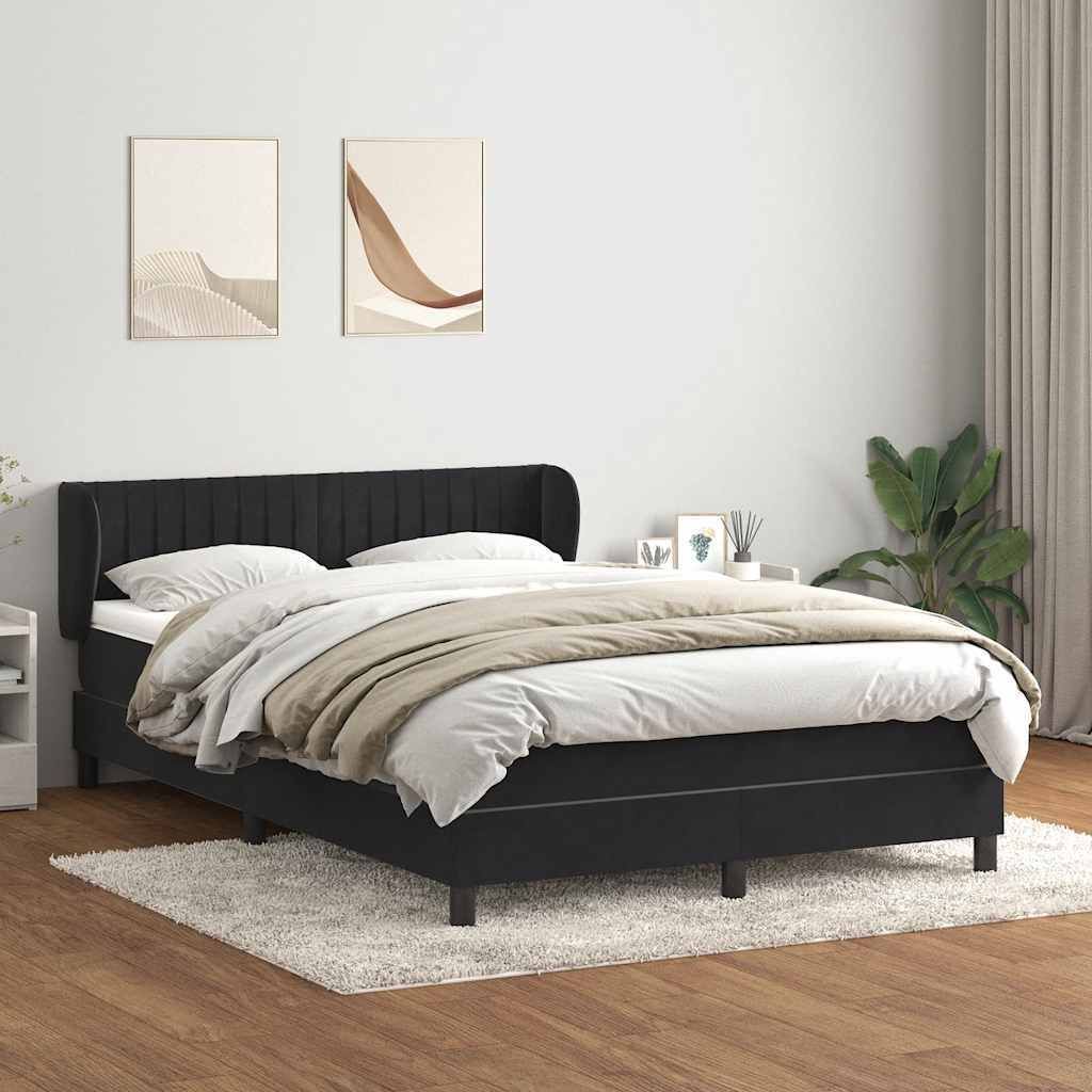 Möbel Boxspringbett mit Matratze Schwarz 160x210 cm Samt - Klassische Betten 3317699