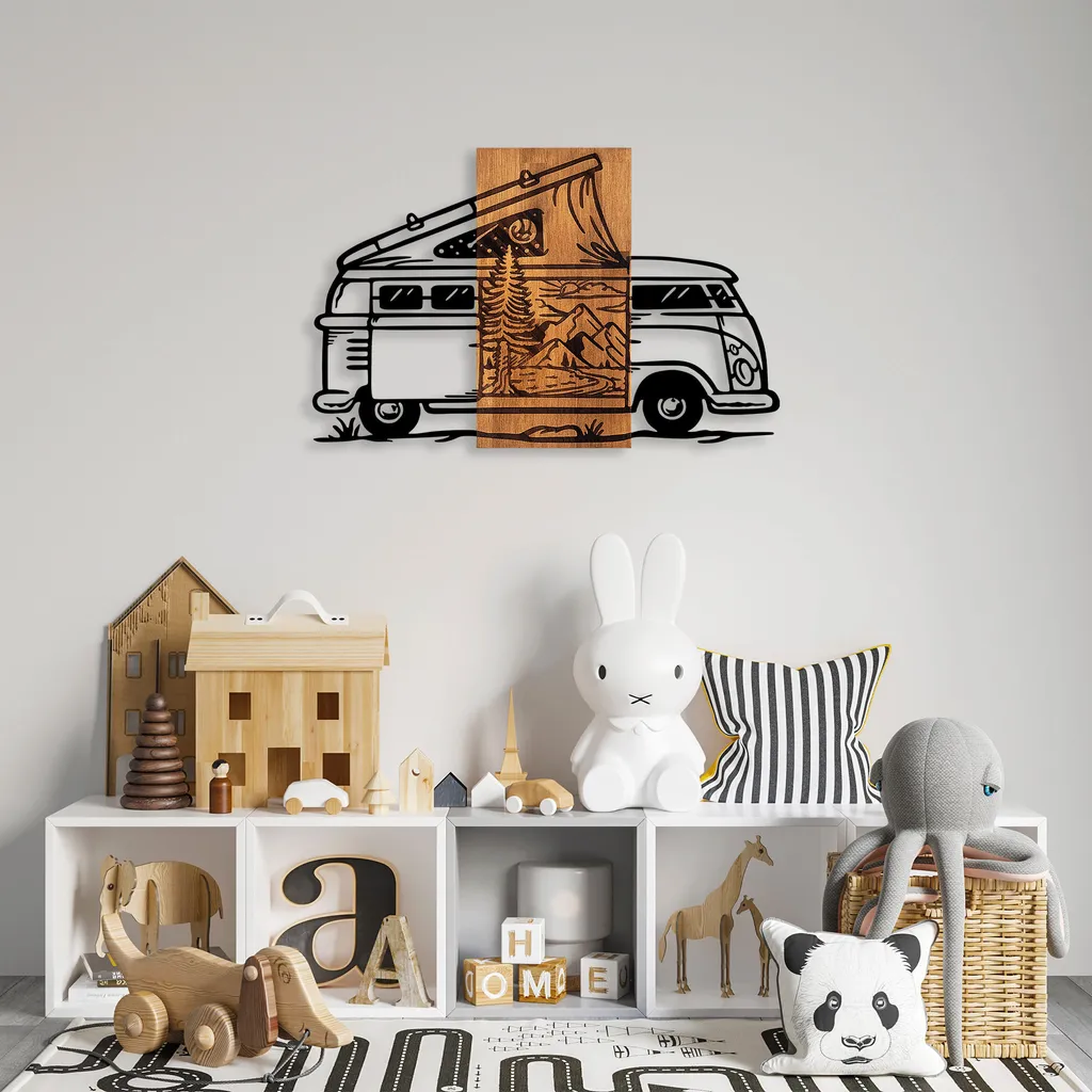 Decorazione Parete Metallo e Legno Wallity Caravan 379 | 58x90 cm