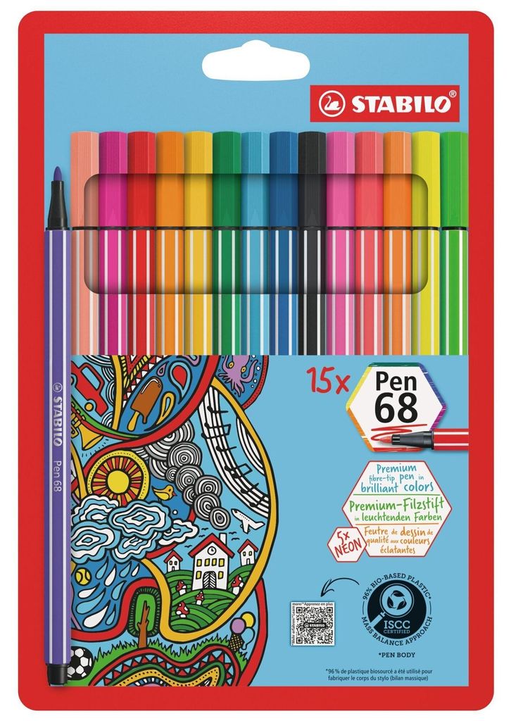STABILO Pen 68 marcatore Multicolore 15 pz Immagine del prodotto 