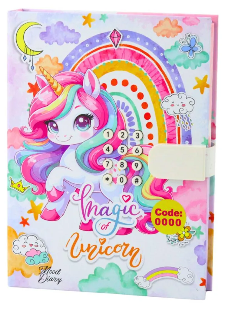 Journal Intime Licorne Musical pour Filles - Carnet Pages Colorées - 2