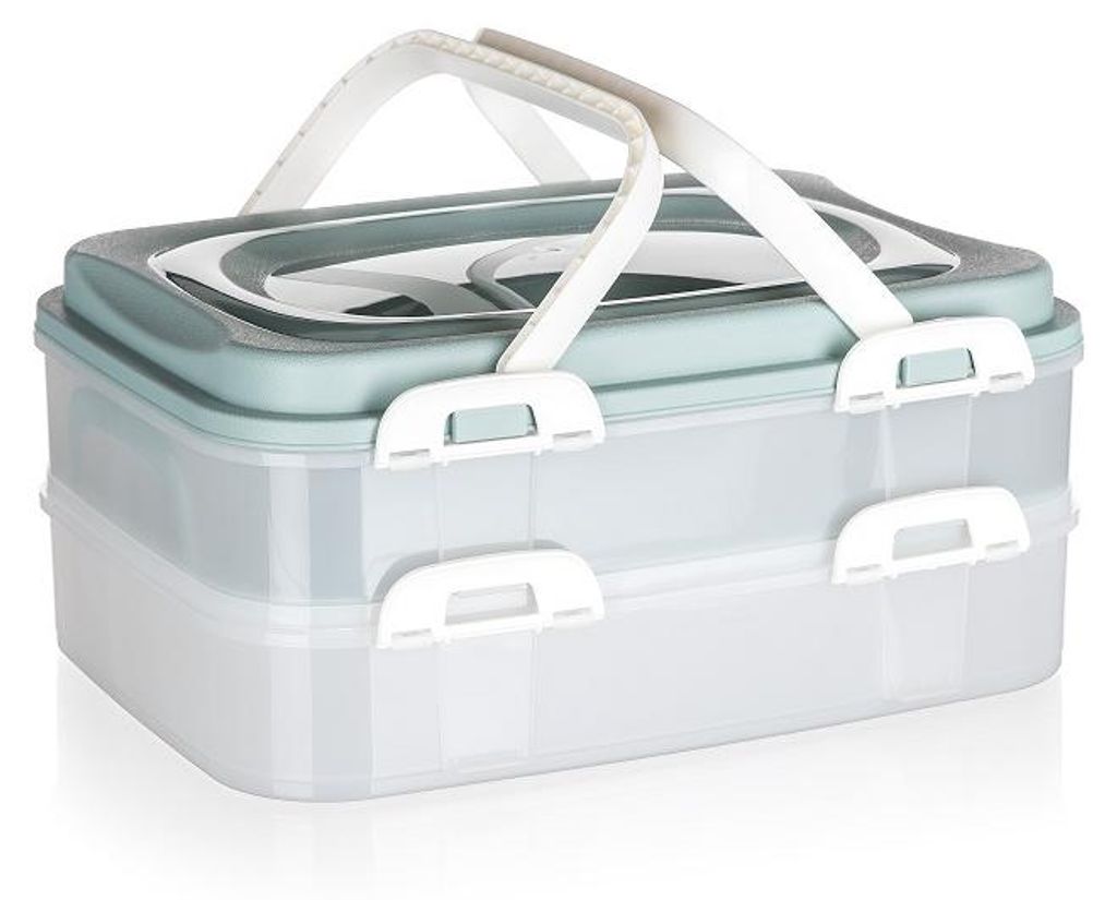 Kuchenbehälter, Snackbehälter, Tragen, Picknick, mit Griffen Party Box 2x7l