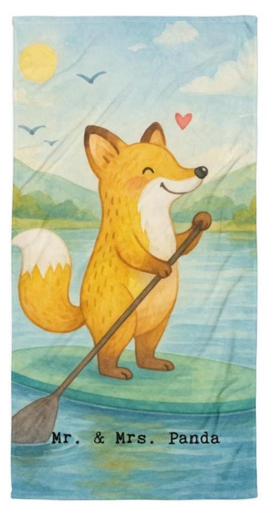 Mr. & Mrs. Panda Strandtuch Fuchs Stand Up Paddling Design - Weiß - Geschenk, Duschtuch, Paddle, Frottee-Handtuch, SUB, Badehandtuch, Reisehandtuc...