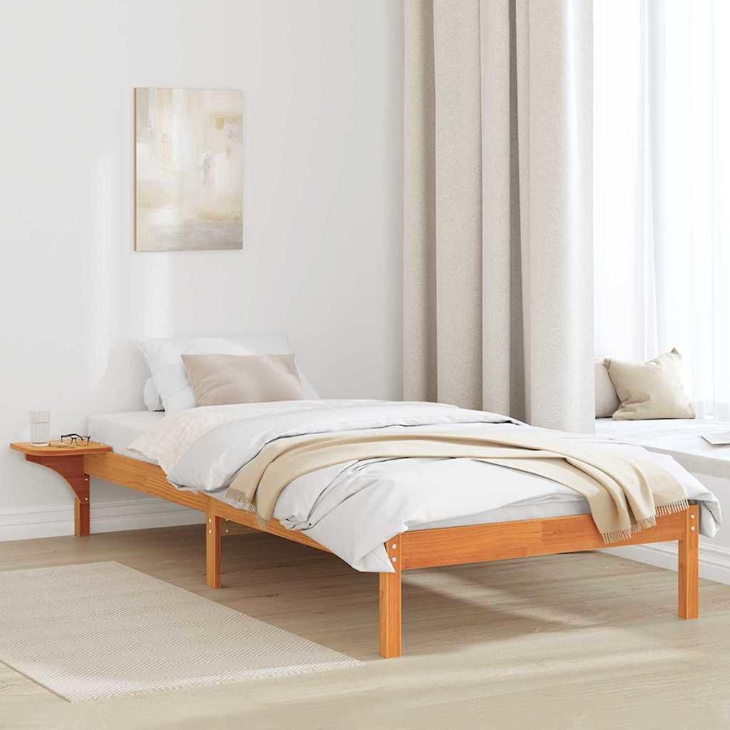 Möbel Bettgestell mit Nachttischen Braun 90 x 190 cm Wachsbrown - Klassische Betten 873213