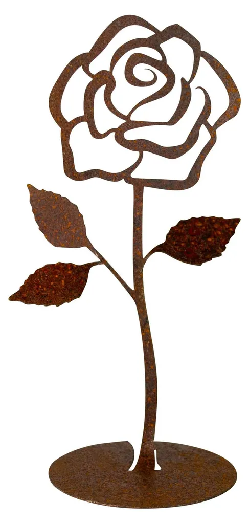 Fleur décorative en acier inoxydable - Rose en métal pour extérieur