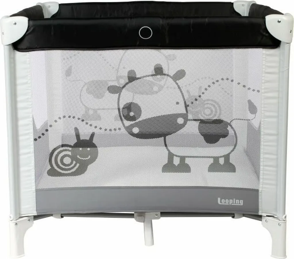 Aire de jeux Bambisol pour enfants en textile gris et noir à motifs