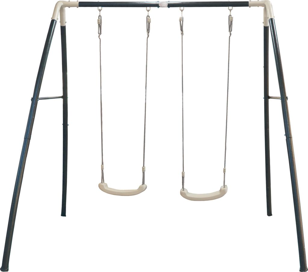 AXI Schaukel aus Metall in Anthrazit & Creme | Doppelschaukel mit Gestell für 2 Kinder / Kinderschaukel | Schaukelgestell für den Garten