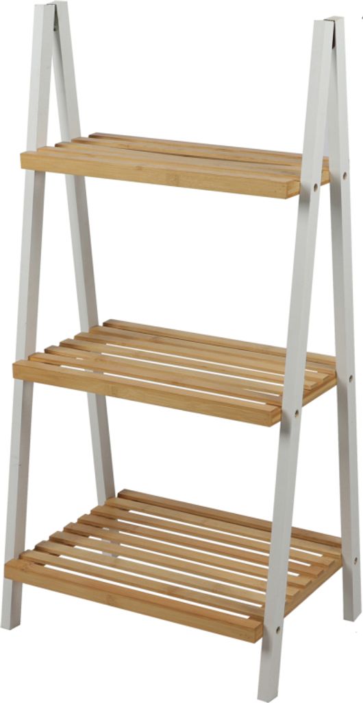 Regal 3 Etagen, Form A, 40x30x81,5cm, weiß, Bambus Produktbild 