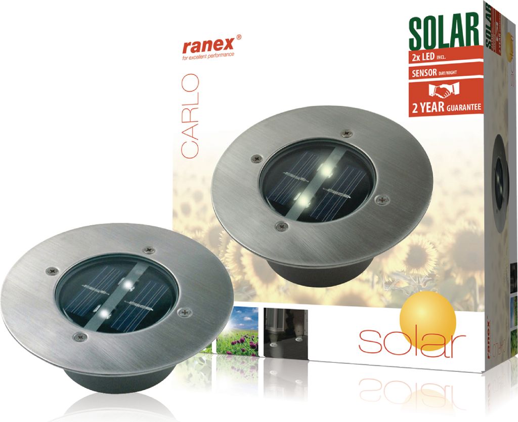 Faretto solare da pavimento 2 LED rotondo Immagine del prodotto 
