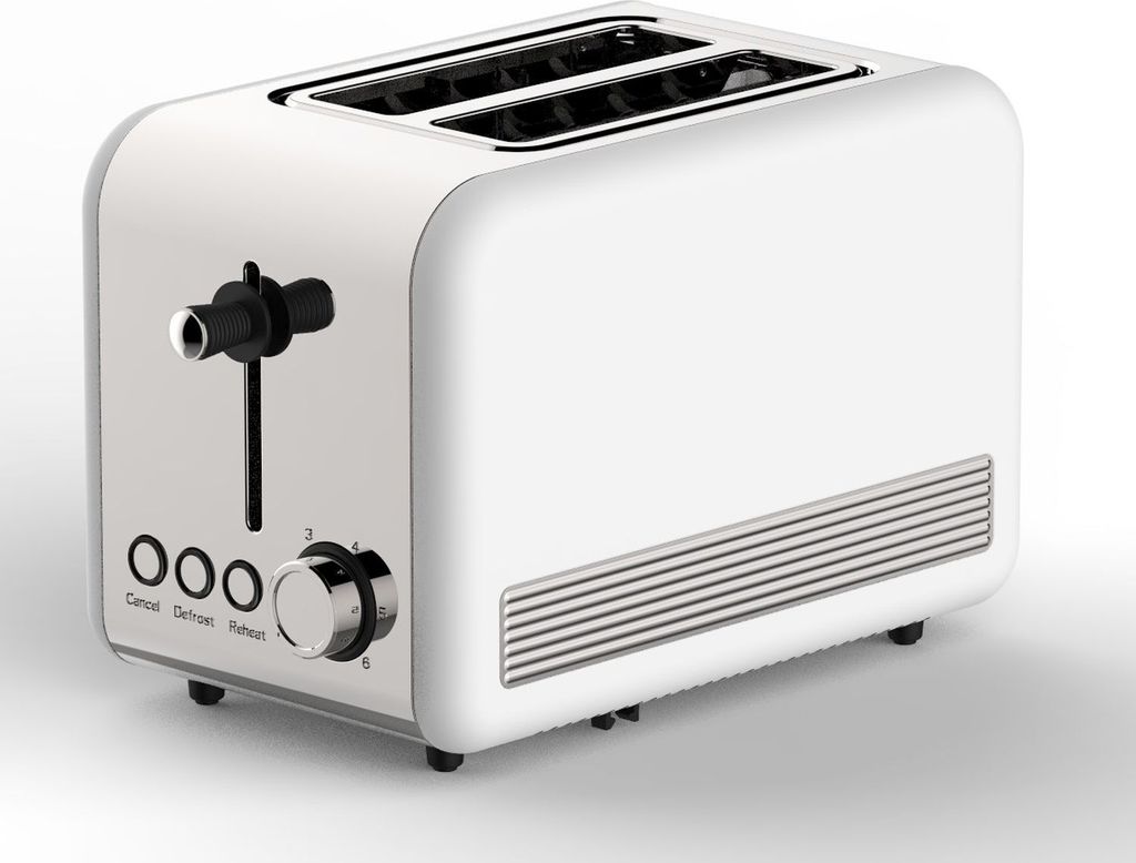 Toaster Retro 2-Scheiben Toaster Toastautomat 850 Watt Weiß/Silber