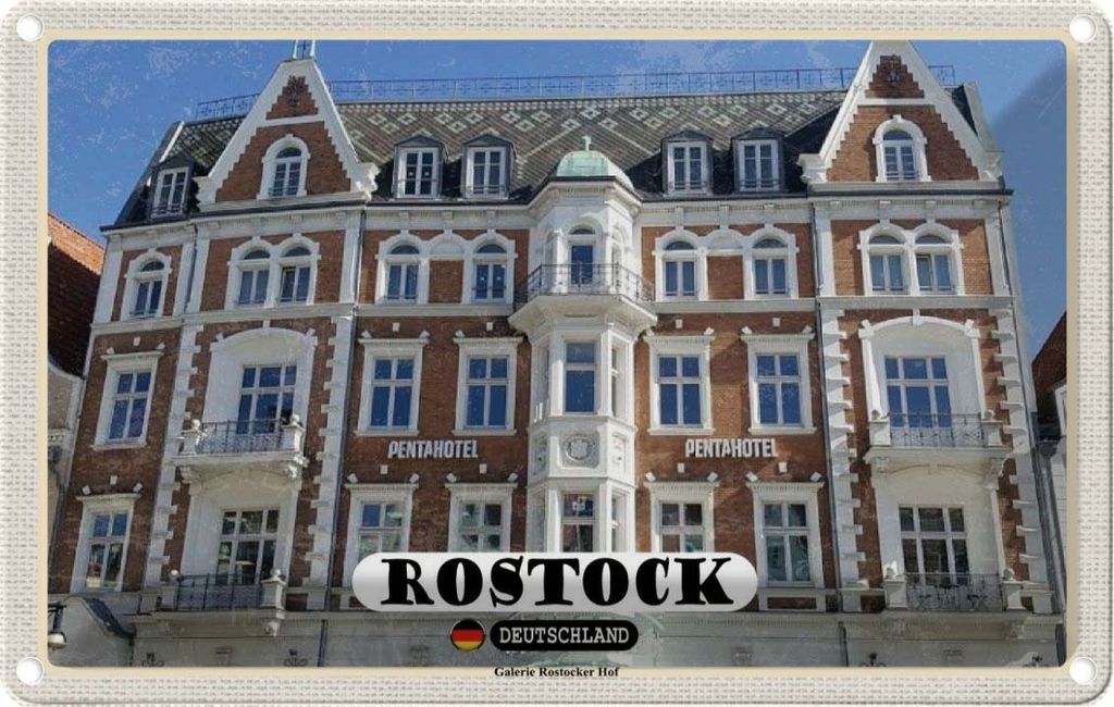 vianmo Blechschild 20x30 cm Rostock Galerie Rostocker Hof Bildmotiv Reisemotiv Abenteuer Reisen Urlaub